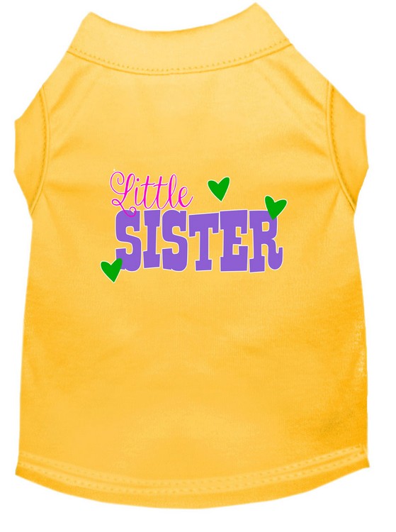 Little Sister Screen Print Dog Shirt Yellow Med